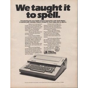 Smith Corona Spell Right Electronic Typewriter We Taught It to Spell Ad 1986‎